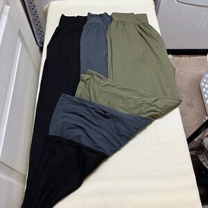 EUE 2XL green, black & charcoal wide leg high waisted comfy pants
